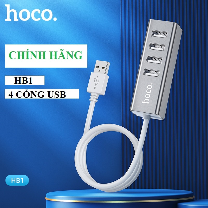 Hub chia cổng USB chính hãng Hoco HB1, bộ chia cổng usb ra 4 cổng Usb sử dụng đồng thời các thiết bị cùng lúc