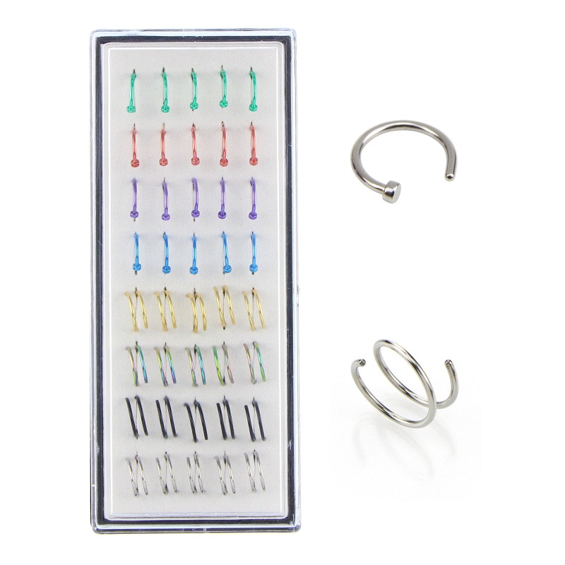 Set 40 Khuyên Mũi Xoắn Ốc Sang Trọng Không Gây Dị Ứng