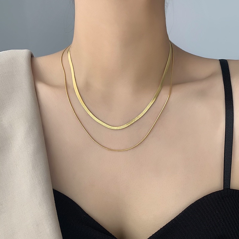 Dây chuyền, Vòng cổ choker 2 lớp mạ vàng gold thời trang cho nữ