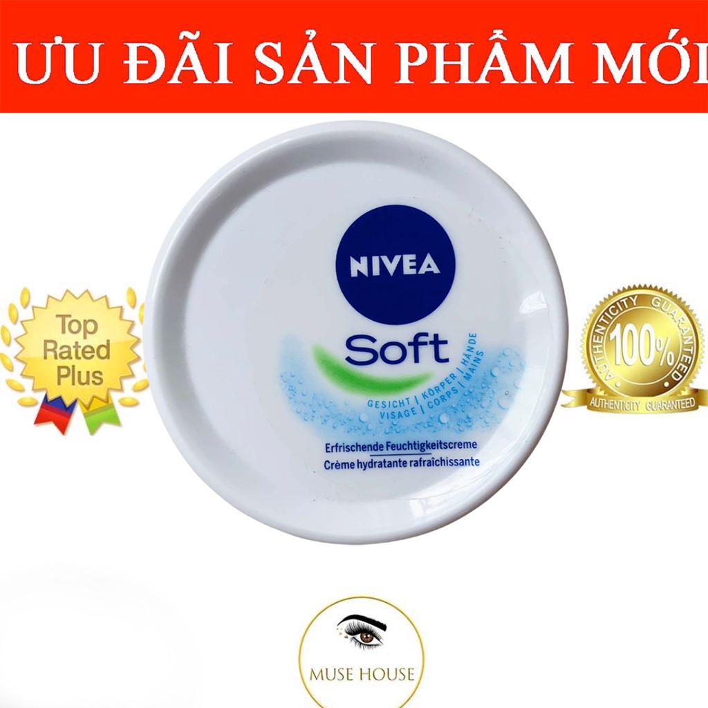 Kem dưỡng Nivea Soft dưỡng ẩm ngăn ngừa nẻ cho da mặt và cơ thể 200ml - Muse House