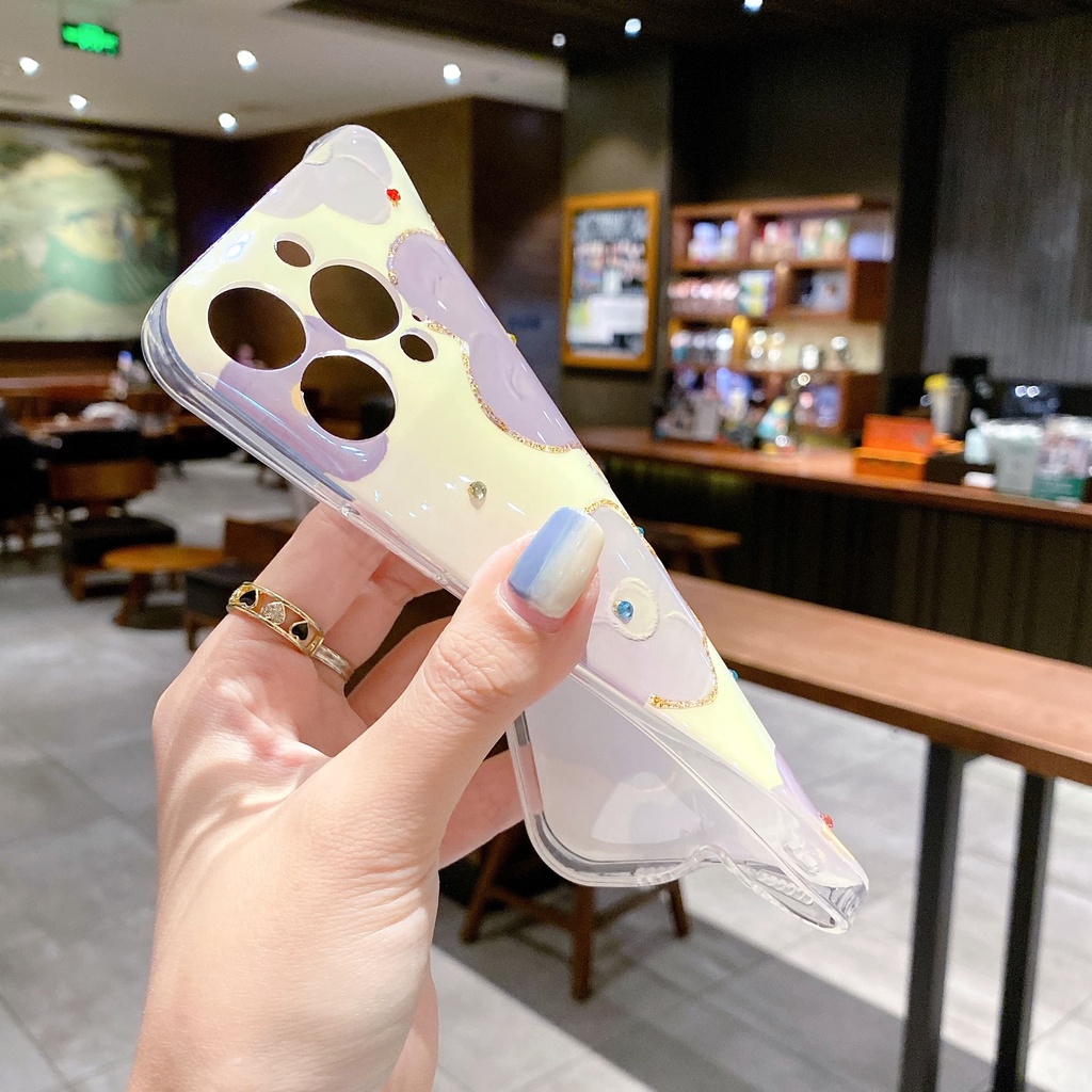 Ốp Điện Thoại Chống Sốc Họa Tiết Hoa Oải Hương Cho iPhone 14 / 13 / 12 / 11 / XS / 8P / 7