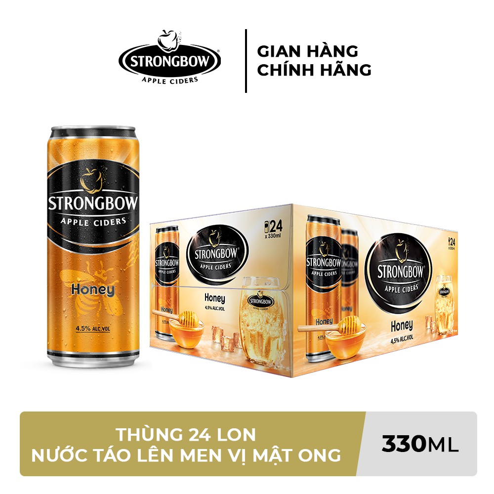 GIAO NHANH HCM - Thùng 24 lon nước táo lên men Strongbow Vị Mật ong 330ml/lon