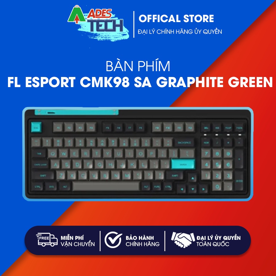 Bàn phím Cơ Gaming FLEsport CMK98 SA Graphite Green | Bàn Phím Cơ Không Dây Layout 98 | Bảo Hành Chính Hãng 12 Tháng