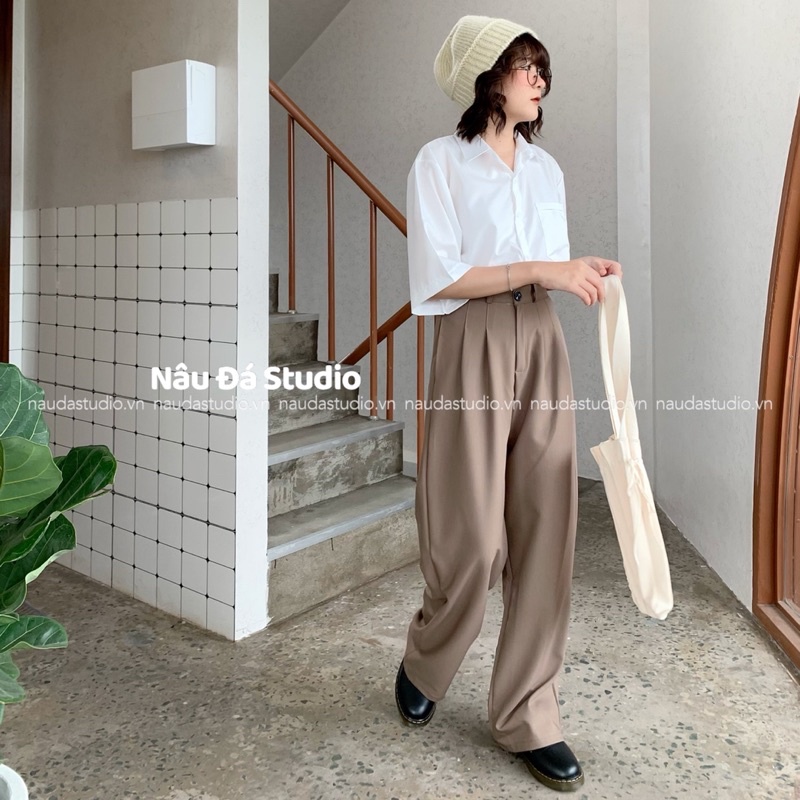 QUẦN SUÔNG NÂU TÂY DÀI 100CM  - NÂU ĐÁ STUDIO.