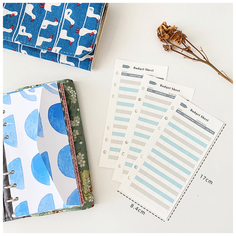 Giấy Budget Sheet cho sổ còng Planner A6 (6 lỗ) - 12 tờ