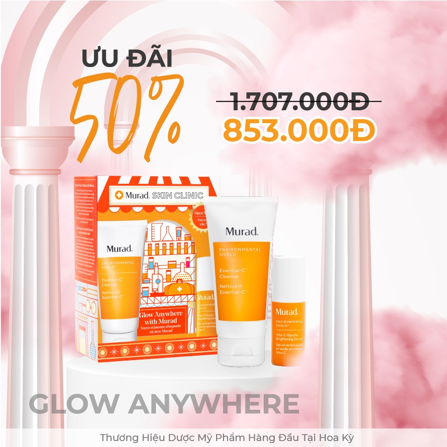 Set làm sạch sâu, dưỡng sáng da Murad (Essential C Cleanser, Vita-C Glycolic Brightening Serum)