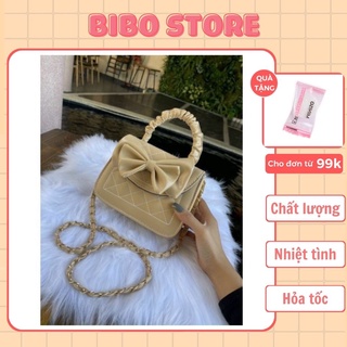 Túi Xách Nữ Mini Dây Dài Quai Nhúm Đính Nơ Nhẹ Nhàng Thanh Lịch BIBO STORE B20