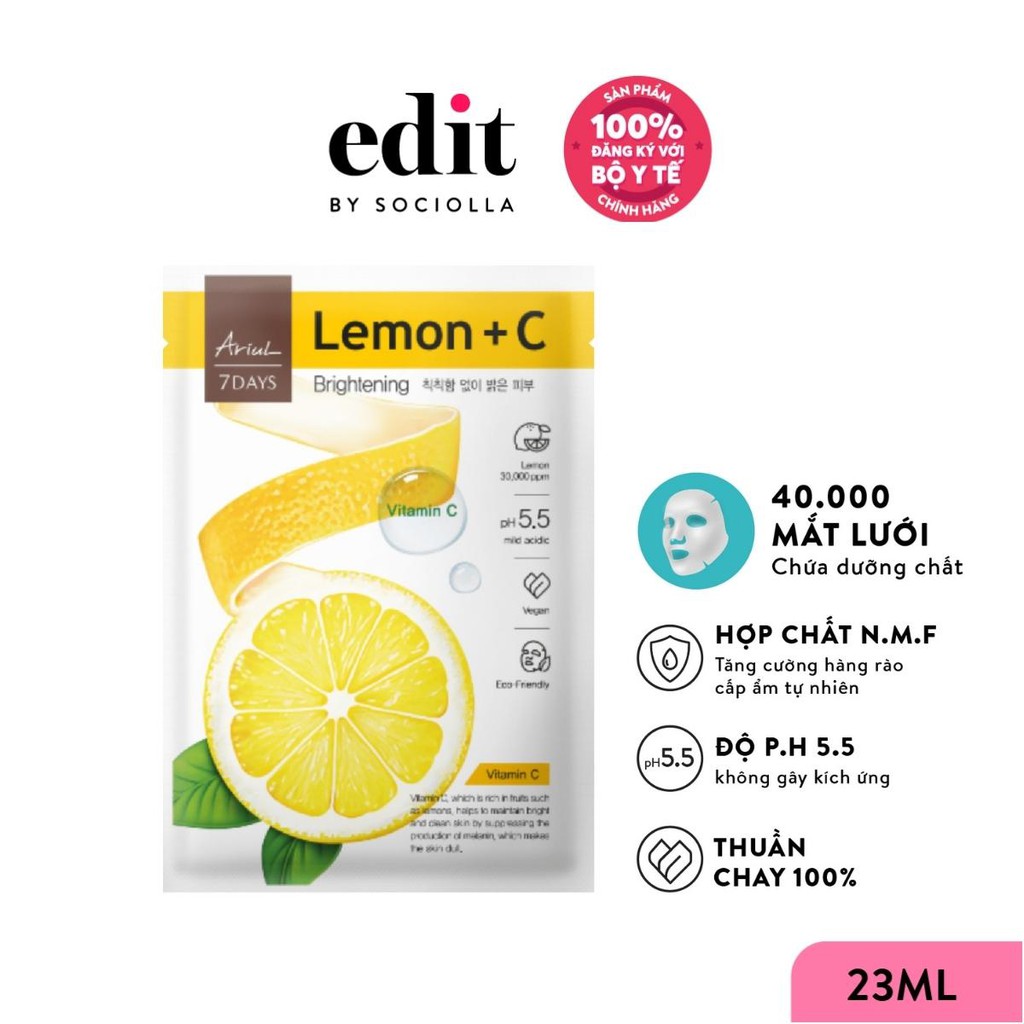 [Hàng tặng không bán] [HSD Trước T7/2024] Mặt nạ ARIUL 7 DAYS MASK Chanh LEMON + C (Vitamin C) 25ml