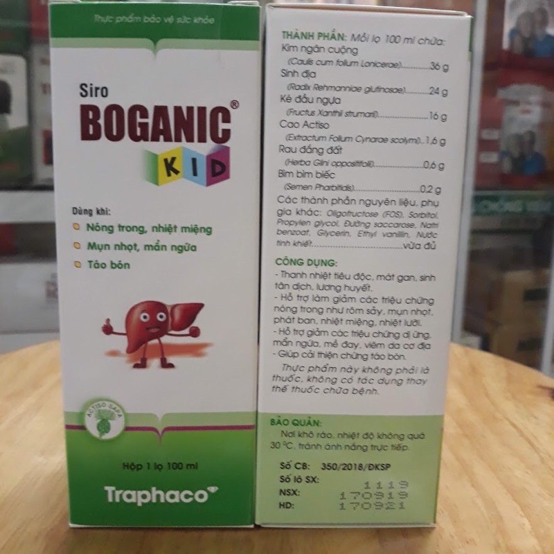 Siro mát gan thanh nhiệt Boganic Kid