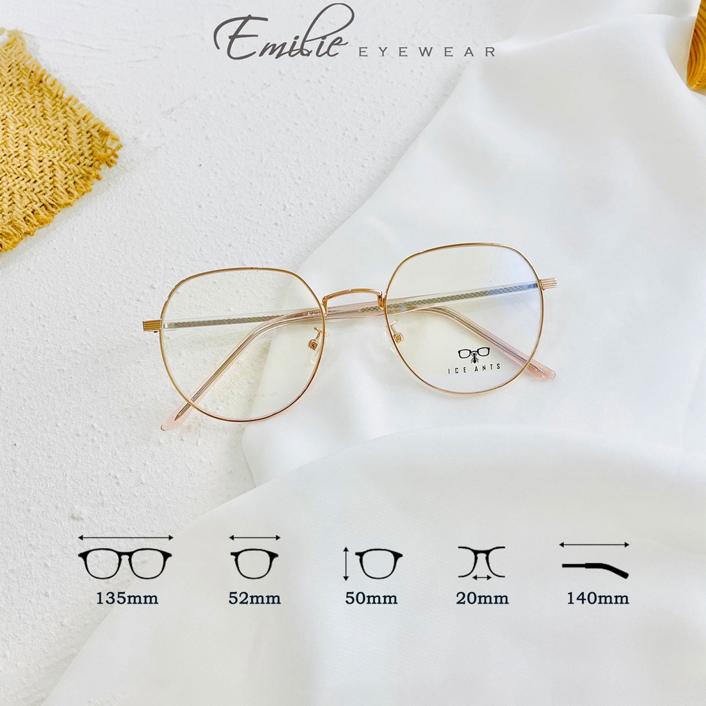 Gọng kính kim loại tròn bầu nam nữ Kính mắt Emilie phụ kiện thời trang 1005