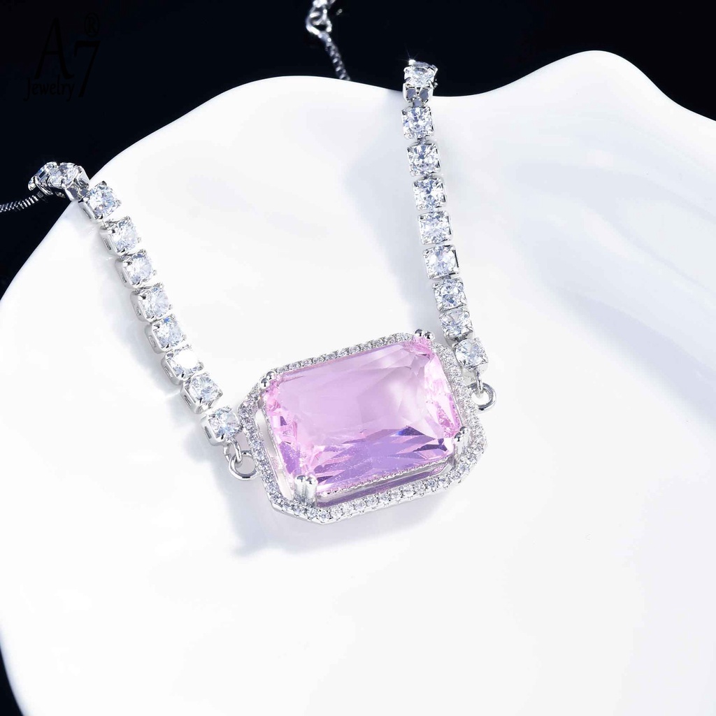 Vòng tay bạc S925 đính đá quý nhiều màu thời trang cho nữ