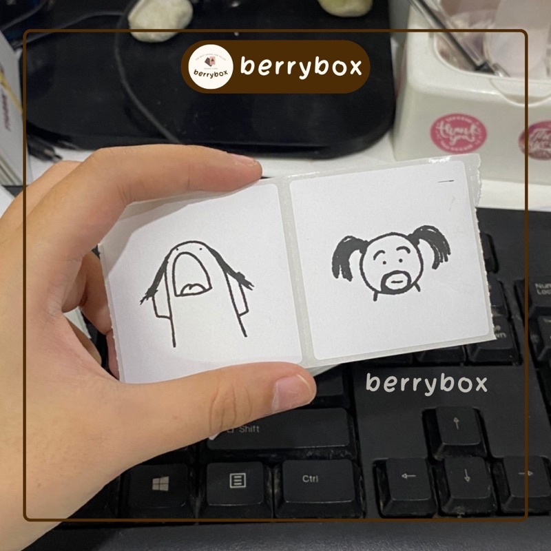 Berry | Set 50 tem nhãn dán meme MM2, sticker niêm phong có keo dán túi giấy, thùng carton, gói hàng