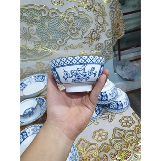 Bát Cơm-Bát Chấm-Đĩa Muối Sứ mẫu Hoa Đào [Bát Tràng]cao cấp,men dầy dặn,họa tiết cực sang,giao hàng an toàn