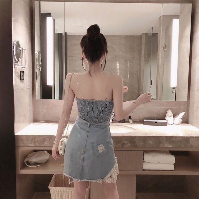 set đầm jean body cá tính