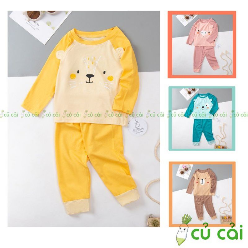 (THANH LÝ) Đồ bộ bé trai, bé gái, đồ bộ THUN LẠNH họa tiết tai thú, bộ dài tay thu đông cho bé BTD07