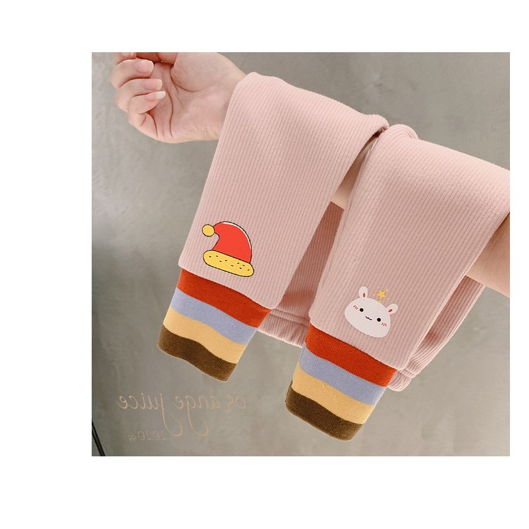 Quần legging phối nhung ấm áp kiểu dáng thời trang thu đông dành cho bé gái 2021