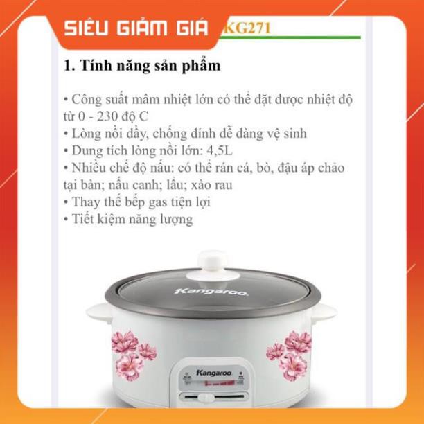 Nồi lẩu điện Kangaroo KG271 hàng chính hãng bảo hành 12 tháng