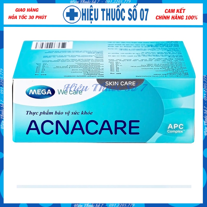 Viên uống hỗ trợ giảm tiết bã nhờn và ngăn ngừa mụn ACNACARE hộp 30 viên nang mềm