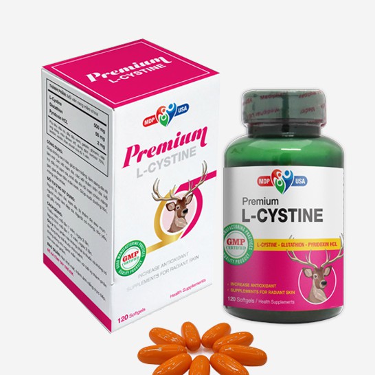 Premium L-Cystine – Giúp làm trắng da, mờ thâm nám, tóc dày khỏe (120 viên)