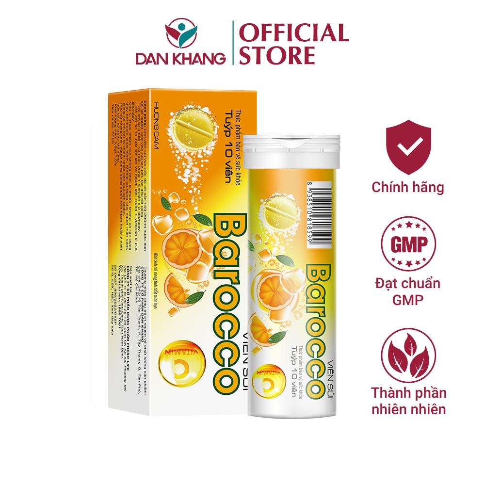 Viên Sủi Bổ Sung Vitamin C Tăng Cường Sức Đề Kháng Barocco Dan Khang Tuýp 10 Viên