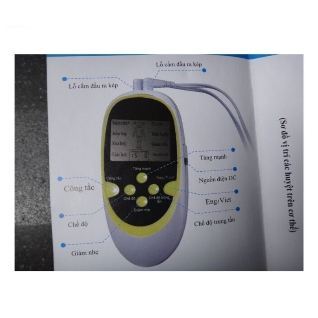 Máy Massage Trị Liệu 8 Miếng Dán - Máy Massage Xung Điện Giảm Đau Cổ Vai Gáy, Tiếng Việt Dễ Sử Dụng-