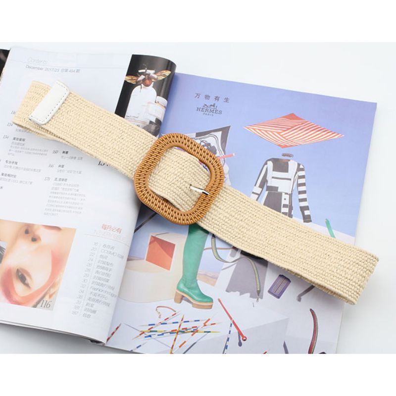 [Baywellfashion]Women Girls Fashion Casual All-match Cotton And Linen Weaving Square Buckle Dress Decorative Belt | BigBuy360 - bigbuy360.vn