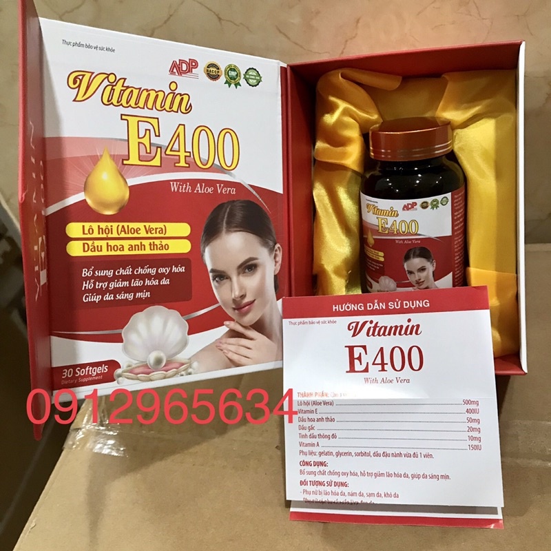 Viên uống Vitamin E 400 lô hội dầu hoa anh thảo giúp da sáng đẹp ngăn lão hoá hiệu quả 30 viên