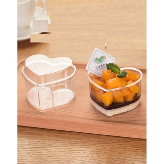 Set 5 Hộp tim đựng tiramisu, mousse, Pudding