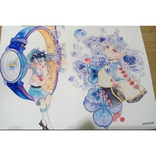 Line art lẻ đẹp "Hổ phách" và "Hoa Khói" a5 200gsm