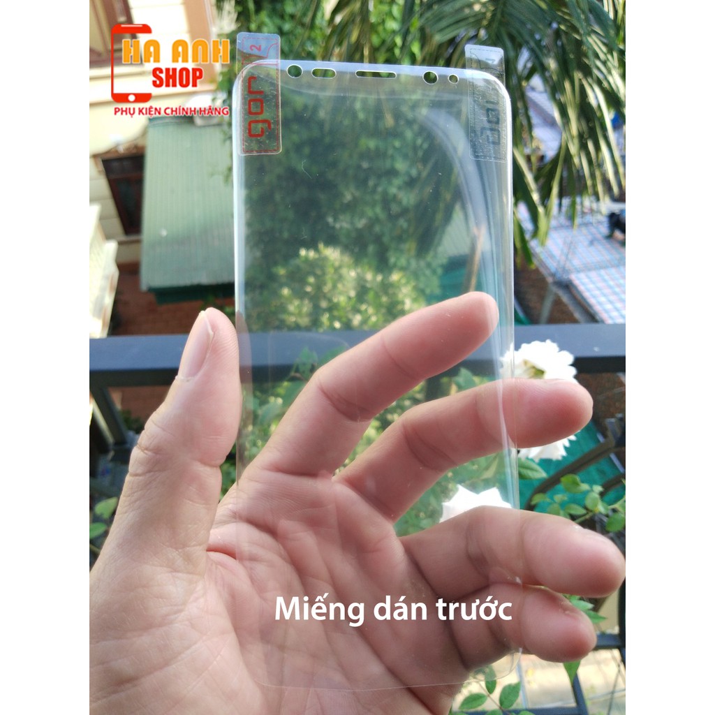 [ S8 / S8plus ] Combo 2 miếng dán dẻo hãng Gor full màn + dán camera + dán lưng carbon