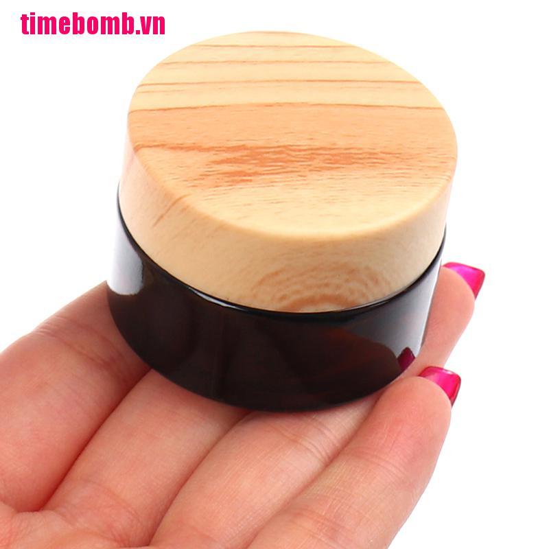 Lọ Thủy Tinh Đựng Mỹ Phẩm Chăm Sóc Da Có Nắp Gỗ Tiện Dụng