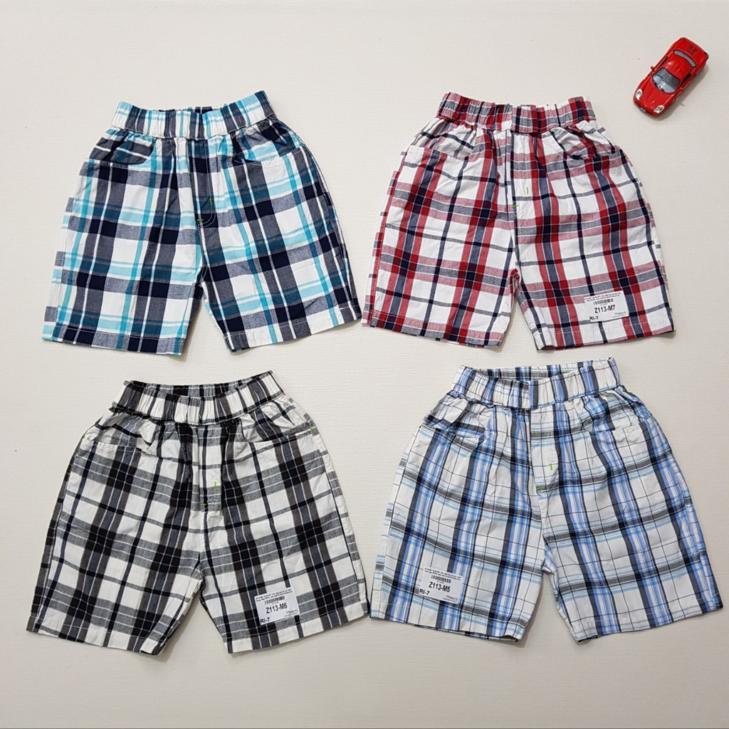 Z113-M1- Quần đùi BT,thô,đáp túi,kẻ sọc vàng than,Made in VietNam,size nhỡ 8-14/ri7,(combo 7 sản phẩm từ nhỏ đến lớn)