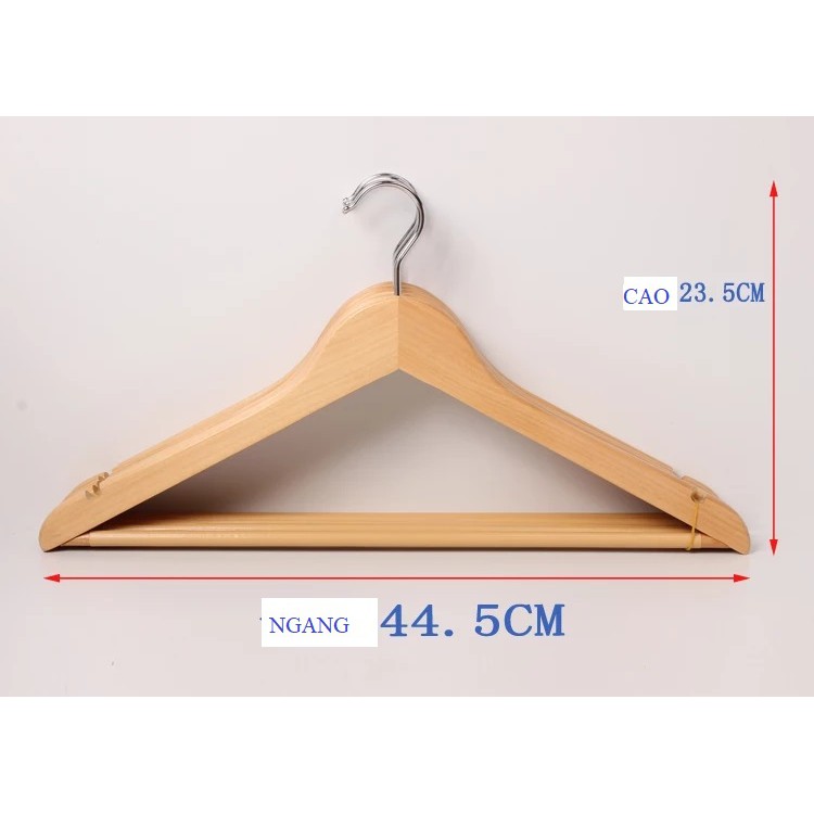 COMBO 10 MÓC GỖ TAM GIÁC - Dáng chữ A, có thanh ngang, Dùng cho shop, khách sạn, gia đình, Móc gỗ tự nhiên loại đẹp