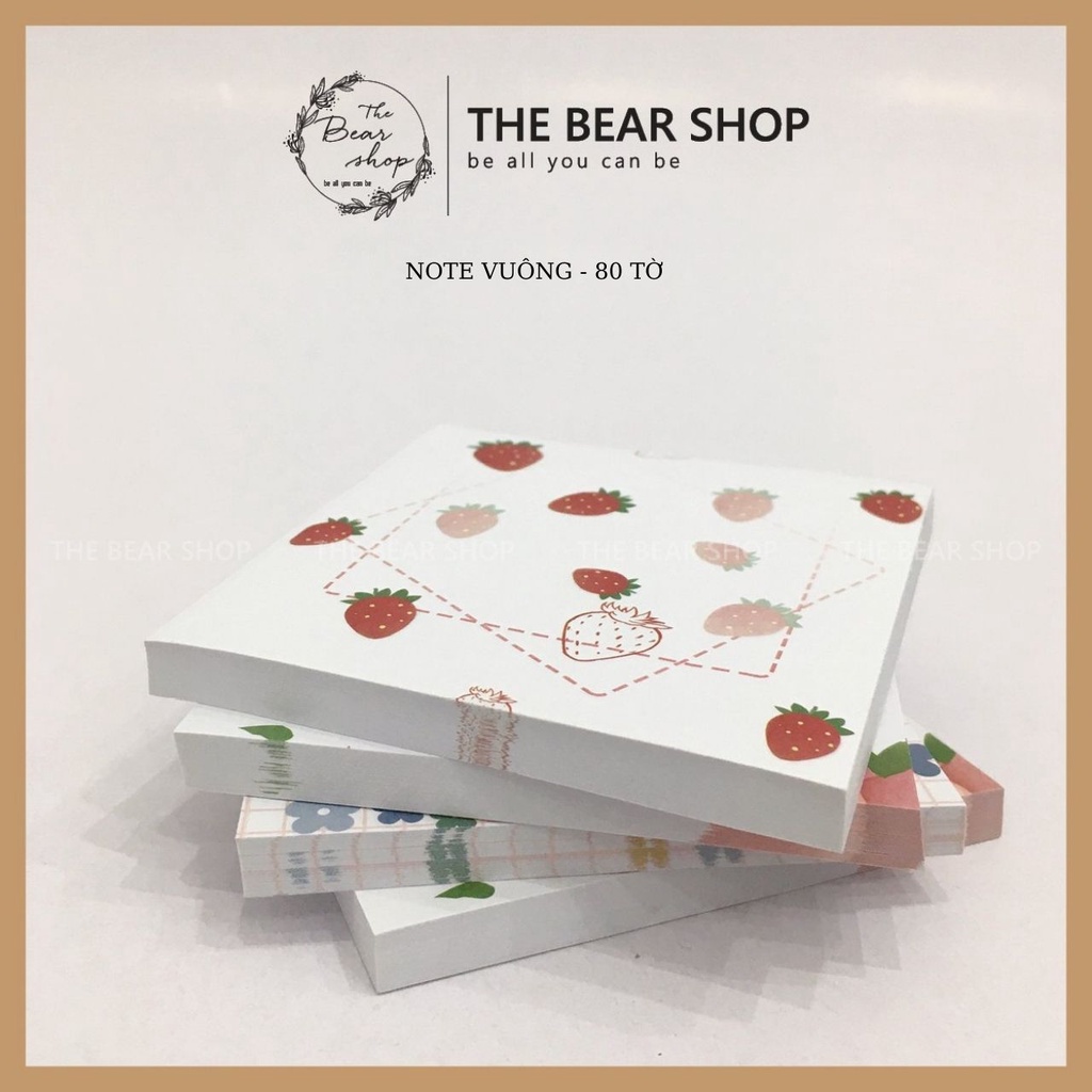 Giấy ghi chú - Giấy note vuông - 80 tờ họa tiết dễ thương quà 8 tháng 3 - The Bear Shop