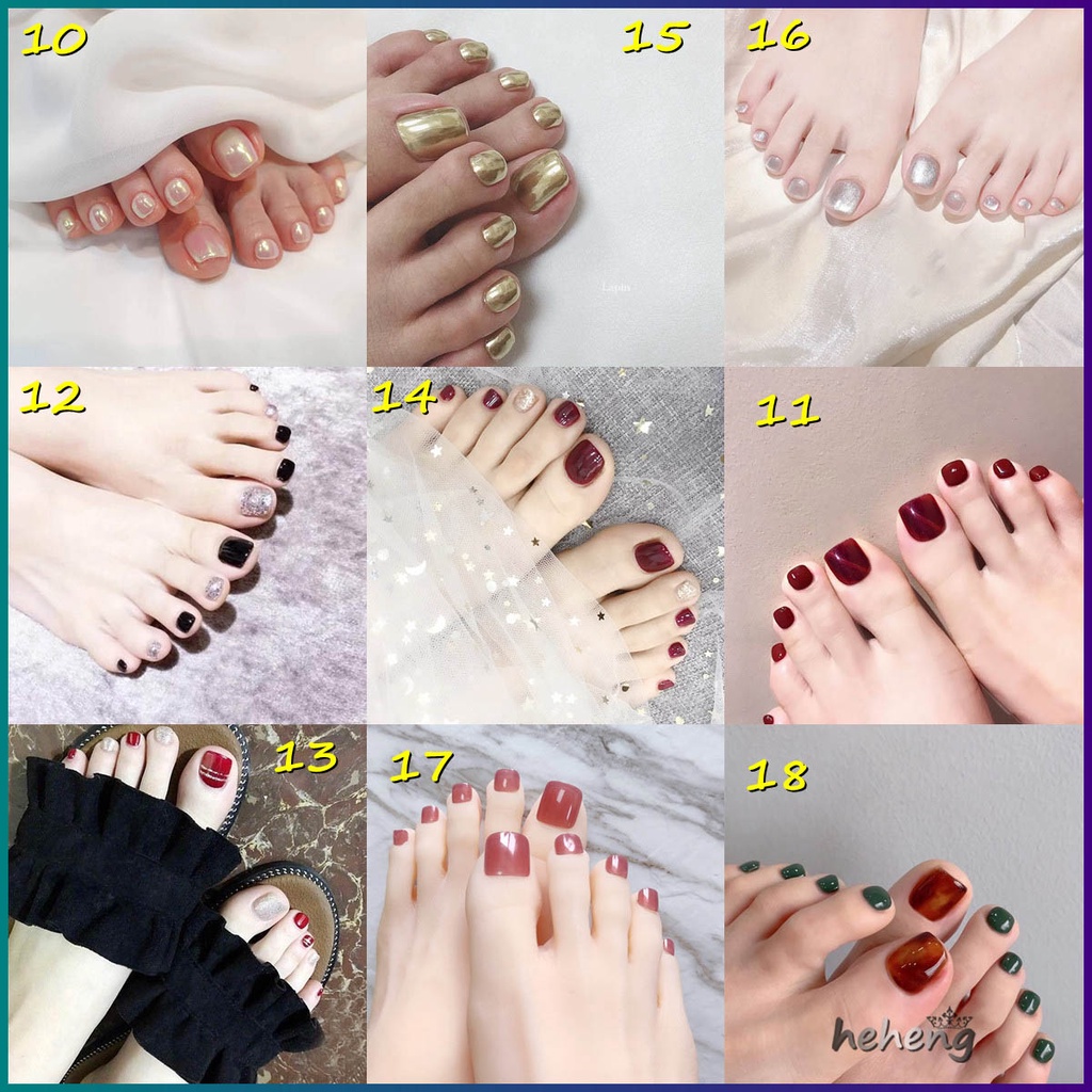 Bộ 24 móng tay giả màu đậu đỏ tươi mát