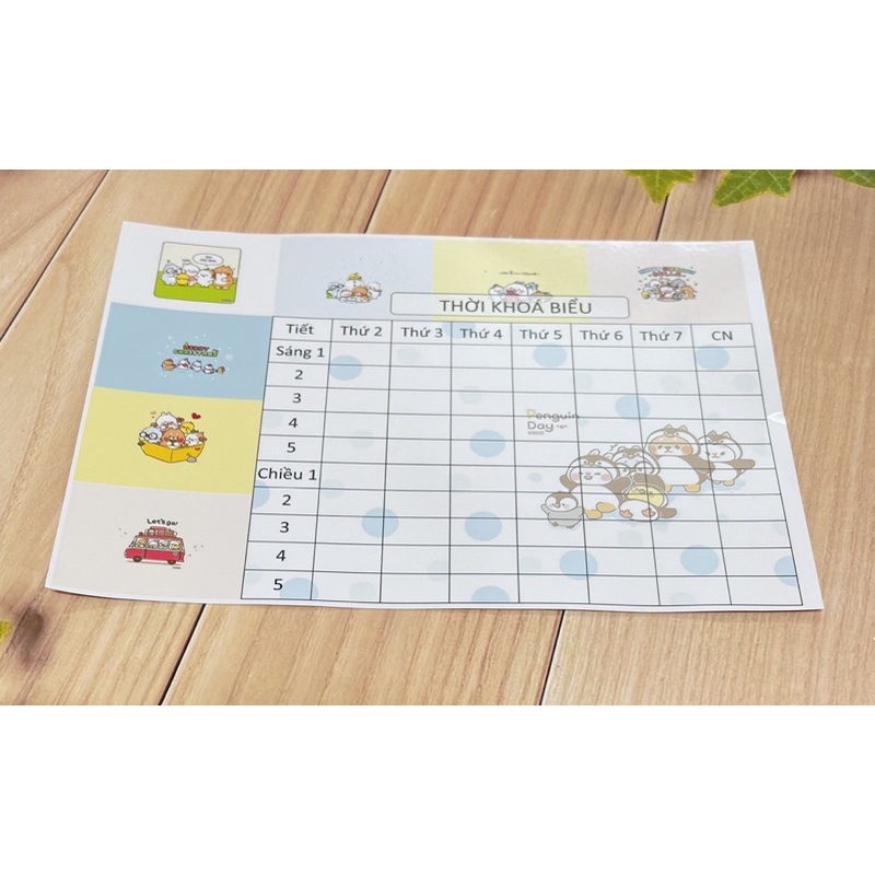 thời khoá biểu 5 tấm khác nhau cute ngộ nghĩnh / thời khoá biểu pony bơ vô diện 3 anh em nhà gấu mèo pusheen