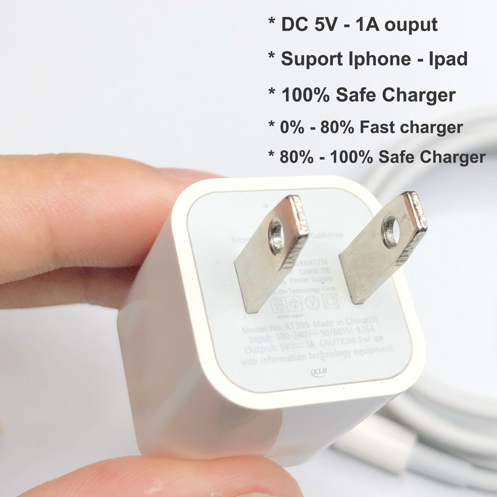 Củ sạc vuông cho điện thoại iphon tiêu chuẩn EU USA các dòng  5V 1A, sạc điện nhanh không kén máy KLH A19
