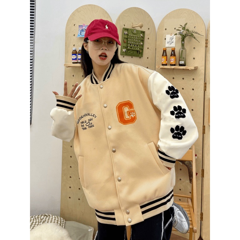 Áo Khoác Nỉ Bomber Nữ Chữ G In Gấu Chất Nỉ Mềm Mịn Form Rộng Che Nắng Thời Trang Siêu Hot NEW UNISEX
