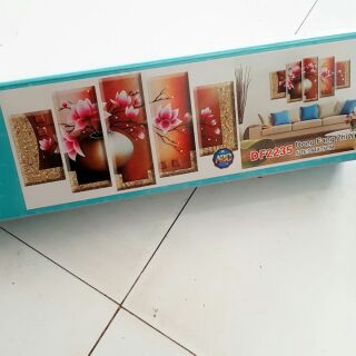 Tranh đính đá bình hoa 5 bức đẹp 144x75cm