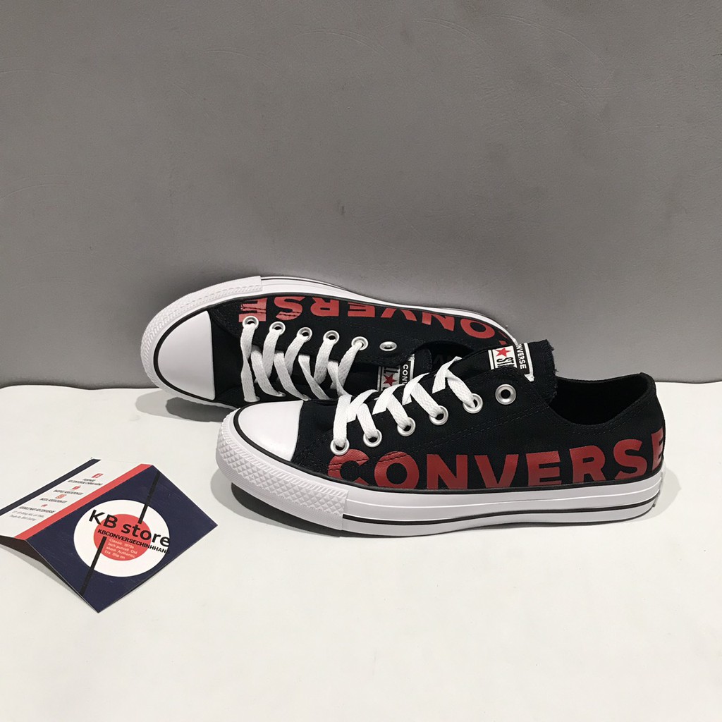 Giày Converse Wordmark đen chữ đỏ cổ thấp