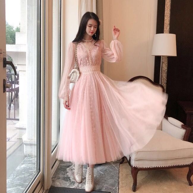 Đầm nữ thiết kế thời trang phối ren phong cách Hàn Quốc 2020 đầm bầu váy nữ váy bé gái váy dài chân váy dài váy nữ chân váy dài