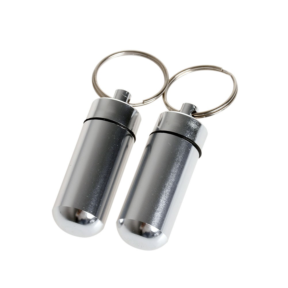 2 x Key Holder Pill Shaped Box Bottle Container Keychain Keyring Waterproof New