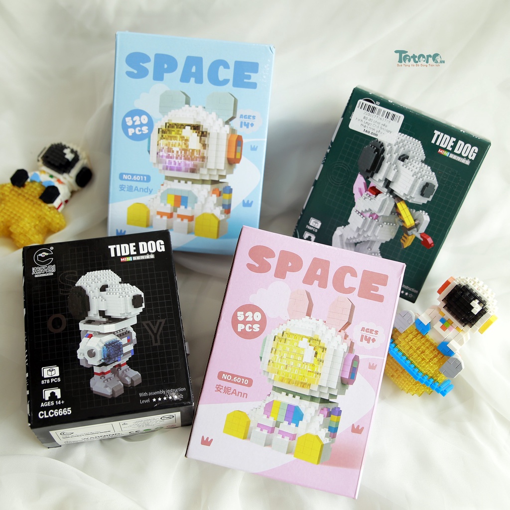 Bộ đồ chơi xếp hình Space Gấu Thỏ Phi Hành Gia phát sáng - 520pcs