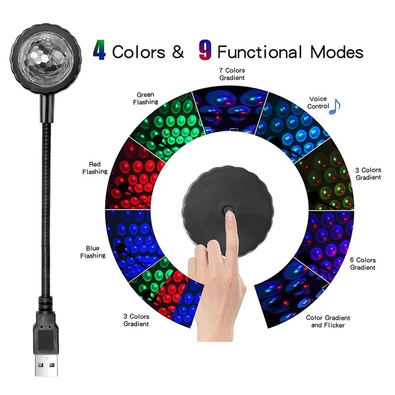Đèn LED Chiếu Mini Nhiều Màu Sạc USB 9 Chế Độ Đa Năng Trang Trí Phòng / Xe Hơi / Quán Pubg / Tiệc Tùng