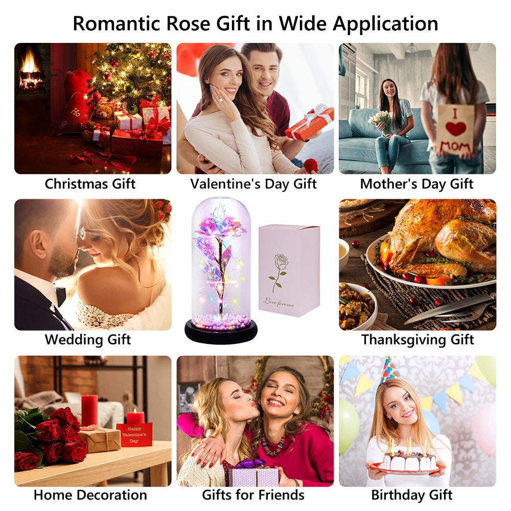 Hoa hồng nhân tạo trong lồng kính độc đáo có đèn LED làm quà tặng sinh nhật / lễ tình nhân cho mẹ/ vợ/ nữ
