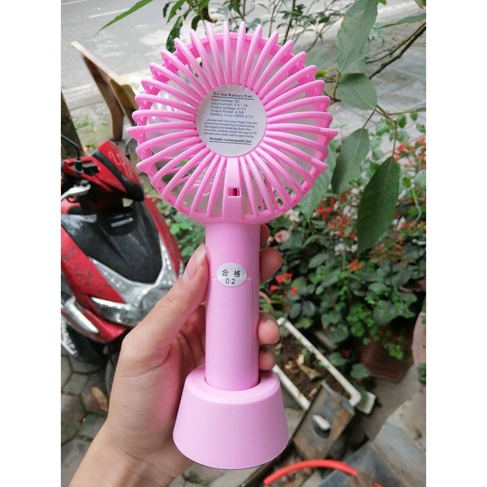 Quạt mini cầm tay Cao cấp KÈM PIN+DÂY CẦM+ĐẾ CẮM để bàn | BigBuy360 - bigbuy360.vn