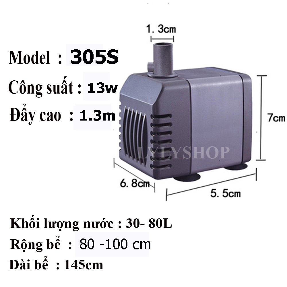 Máy bơm nước bể cá, hồ cá, đài phun nước mini ATMAN AT-305S tiết kiệm điện ( Đen)