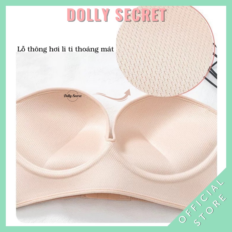 Áo ngực nữ cài trước không dây chống tụt 3 đai nâng ngực mặc váy hở vai DOLLY SECRET A21