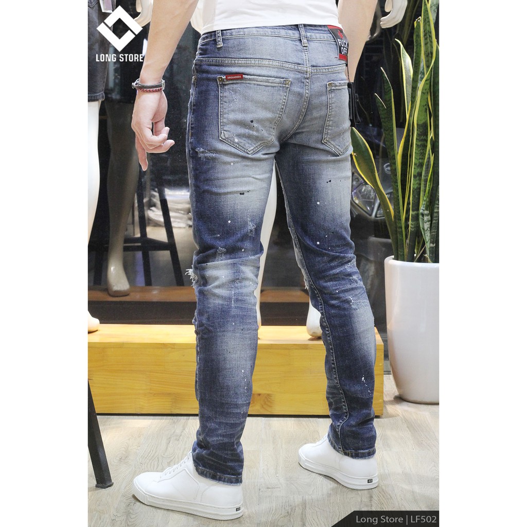 Quần jean nam rách màu xanh bạc✅FREESHIP✅ Quần bò nam SUPER dáng ôm SLIMFIT skinny co giãn cao cấp - LF502