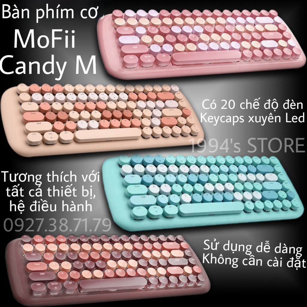 (CÓ SẴN) Bàn phím cơ cao cấp MoFii Candy M siêu đẹp - Có đèn Led điều chỉnh được 20 chế độ Led